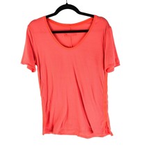 Lululemon Womens T Shirt Top Scoop Neck Striped Bright Orange 4 - £15.05 GBP