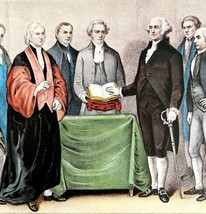 George Washington Inauguration 1955 Currier &amp; Ives Color Plate Print DWEE36 - £31.96 GBP