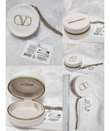 Valentino Pearl White Round Case Pouch Wristlet With Gold Color Chain Go... - £19.75 GBP
