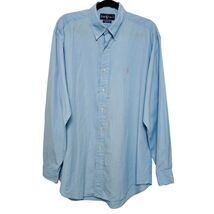 Ralph Lauren Classic Fit Cool Blue Button Down Shirt L Pink Pony Preppy ... - $24.99