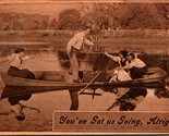 Romance Comic Rocking the Boat You&#39;ve Got Us Going Alright 1910 DB Postcard - £4.78 GBP