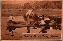 Romance Comic Rocking the Boat You&#39;ve Got Us Going Alright 1910 DB Postcard - £4.69 GBP