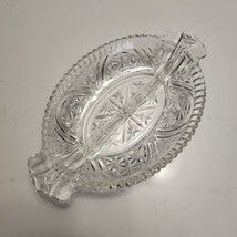Vintage Anchor Hocking Stars &amp; Bars Pattern Divided Glass Relish Dish Plate MCM - £7.49 GBP
