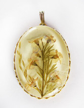 Large Vintage Lucite Real Flower Pendant - £15.76 GBP