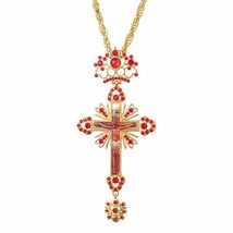 Christian Orthodox Pectoral Necklace Church Jewelry Crucifix Jesus Cross Gift - £32.42 GBP