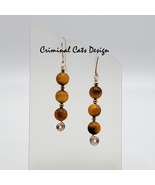 Amber Mother of Pearl Earrings with Gold Spacers, Handmade  - £11.99 GBP