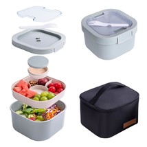 All-In-One Bento Box Container - Large 61-Oz Adult Lunch Box With Bag, 4-Compart - £39.80 GBP