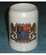 Bayern Lion Beer Stein Crest West Germany Stoneware Coat of Arms MAN CAV... - $19.39