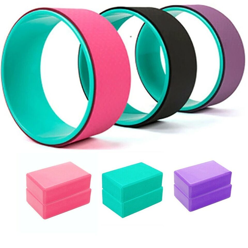 Yoga Wheel & 2 pieces Yoga Block Foam Set (Good for Fitness/Workout/Exercise)