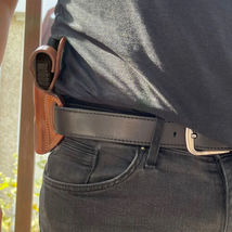 Fits WALTHER P5 Com 3.42”BBL Pancake Leather Belt Holster With 3 Slot #1088# RH image 3