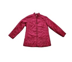 Vintage Women Silk Brocade Jacket Mandarin Chinoiserie Overcoat Magenta S/M - $59.40