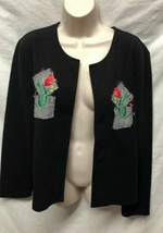 Weekenders Womens Sz L 509 Black with Patch Work Jacket Blazer  - $24.74