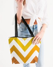 Canvas Tote Bags, Yellow And White Herringbone Style Shoulder Bag - £31.23 GBP