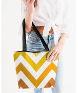 Canvas Tote Bags, Yellow And White Herringbone Style Shoulder Bag - £31.59 GBP