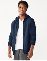 Tek Gear® Ultra Soft Fleece Full Zip Hoodie L, Dark Blue Thick Sweater - £18.52 GBP