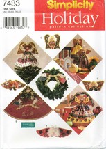 Simplicity 7433 NO SEW Christmas Angels Felt Holiday Ornaments Pattern U... - £12.35 GBP