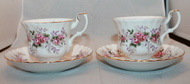 Royal Albert Bone China Lavender Rose 2 Coffee Tea Mug Cups Saucers Set England - £43.83 GBP