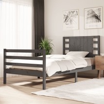 Bed Frame Grey Solid Wood Pine 100x200 cm - £82.68 GBP