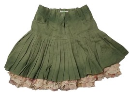 Verde &amp; Mela Girl Floral Splice Frill Pleated Lined Skirt (9) Made in It... - $39.59