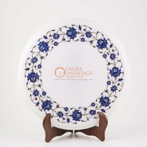 13&quot; Round White Marble Center Sofa Table, Lapis Inlay Floral Arts Home Decors - £369.56 GBP
