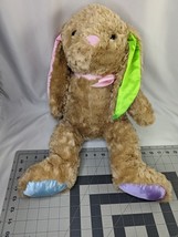 Kellytoy Brown Rabbit Plush Satin Pastel Ears Feet 2015 19 Inch Stuffed Animal - £11.54 GBP