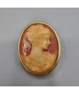 Vtg Amway Cameo Locket Solid Perfume Holder Brooch Pendant WOman Profile - €17,35 EUR