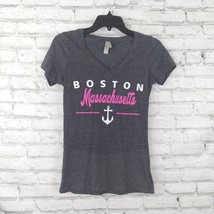 Boston Massachusetts T Shirt Womens Small Gray Pink Anchor Next Level Apparel - $15.99