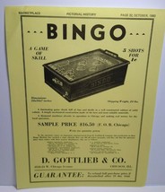 Bingo Pinball Marketplace Magazine Game Machine AD Artwork Sheet 1980 Vi... - £17.54 GBP