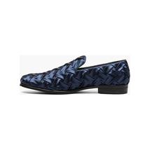 Stacy Adams Savoir Plain Toe Satin Slip On X-cross Texture Shoes Navy 25611-410 image 5