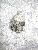 HUMAN SKULL ROSE FLOWER IN TEETH ORIGINAL USA CAST PEWTER PENDANT ADJ NE... - €12,91 EUR