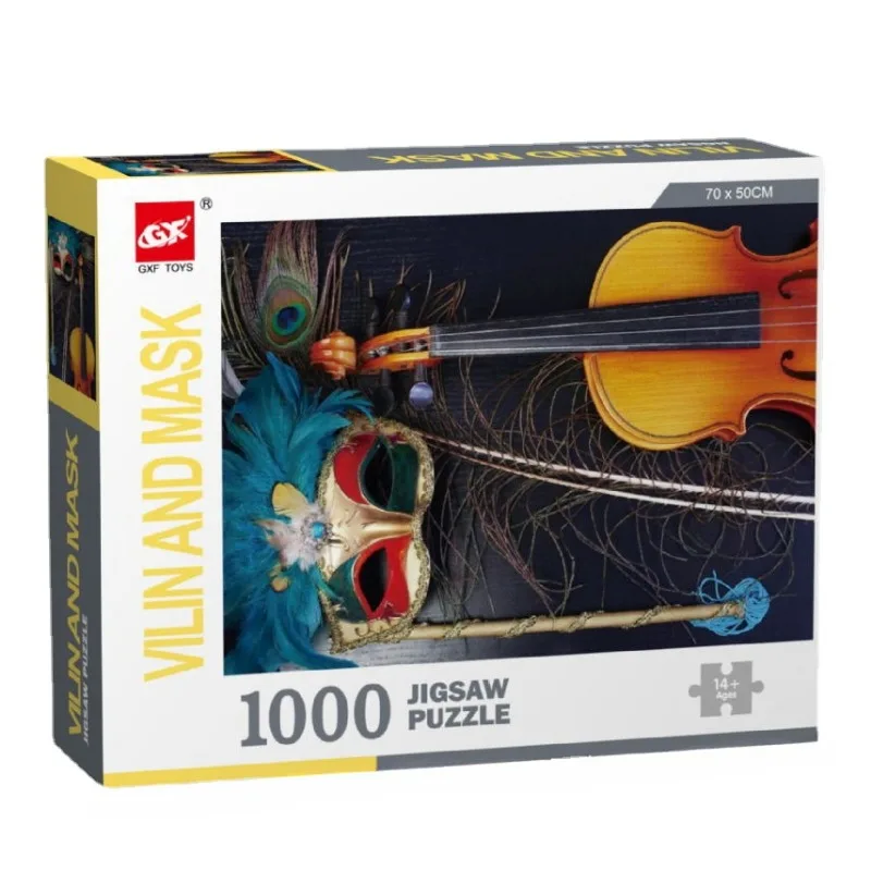 70*50cm Adult 1000pcs Jigsaw Puzzle Violin and Mask High Hardness Paper - £16.90 GBP
