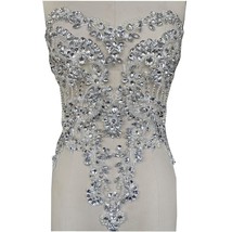 Handmade Red/Blue/Gold/Green Rhinestones Lace Bodice Applique Sewing Beads Cryst - £89.50 GBP