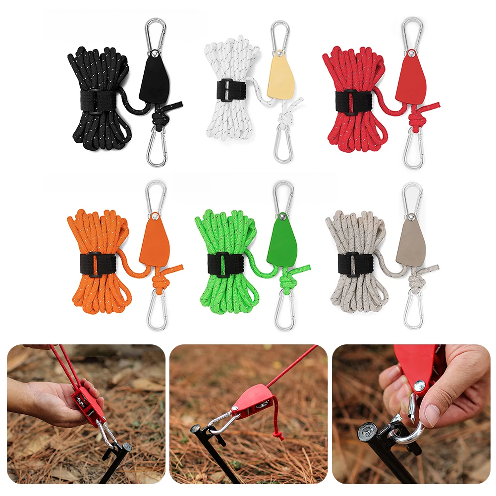 5M 6mm Camping Tent Wind Rope Fixed Buckle Reflective Wind Rope Fastener with - £9.16 GBP+