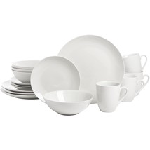 Dinnerware Set Service For 4 Porcelain Dishes Plates Bowls Mugs White 16 Piece - £41.94 GBP