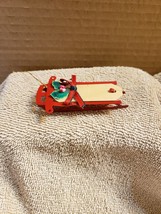 Red Metal Christmas Ornament Sled With Wood Base - £4.65 GBP