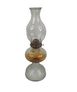 Vintage Kerosene Oil Table Lamp Eagle Burner Molded Pressed Glass with C... - £17.41 GBP