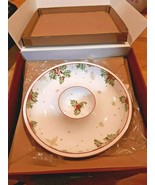 Lenox Treasured Traditions Holly Chip and Dip Bowl Serving Piece With Be... - £38.78 GBP