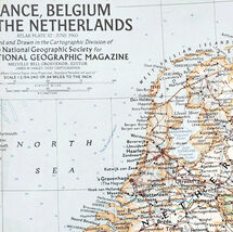 1960 France Belgium Netherlands Map National Geographic Europe 24.5 x 19... - $10.00