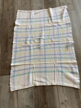 Vintage Pastel Plaid 100% Cotton Baby Blanket Open Waffle Weave 47x31 (1a) - £19.12 GBP