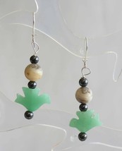 Judy Strobel Green Aventurine &amp; Agate Bird Earrings - £15.94 GBP