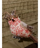 Fabric Wrapped Woodland Christmas Ornament Owl  - £7.75 GBP