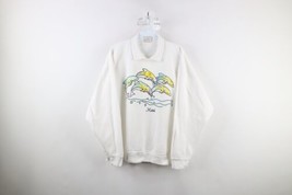 Vtg 90s Streetwear Womens XL Spell Out Maui Hawaii Dolphins Collared Sweatshirt - £48.19 GBP