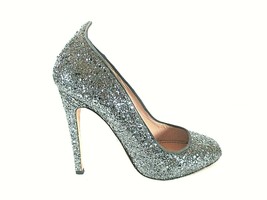 Rousseau Silver Glitter Slip On Pumps Heels Shoes Women&#39;s 7 (SW16)pm - £19.67 GBP