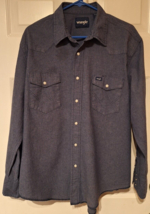 Wrangler Shirt Mens Sz XL Blue Chambray Pearl Snap Long Sleeve Western Work - £16.28 GBP