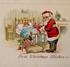 Santa Claus Christmas Postcard Child Sleeping In Bed 1916 St. Louis Missouri - £8.52 GBP