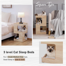 23&quot; Wood Cat House Furniture for Indoor Cats, Modern Cat Tree Tower Bed with Fre - £59.99 GBP