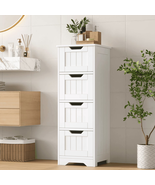 Bathroom Storage Cabinet, Free Standing Narrow Cabinet with 4 Drawers En... - $81.54