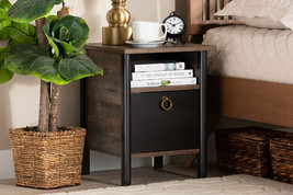 Lucina Two-Tone Rustic Brown and Black Nightstand - $80.00