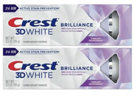 Crest 3D White Brilliance Toothpaste, Vibrant Peppermint, 3.5 oz, 2 Pack - $14.87