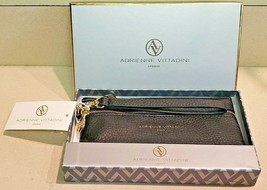 Adrienne Vittadini Black Pebble Boxed Two Zip Pocket Wristlet (NEW) - £23.69 GBP
